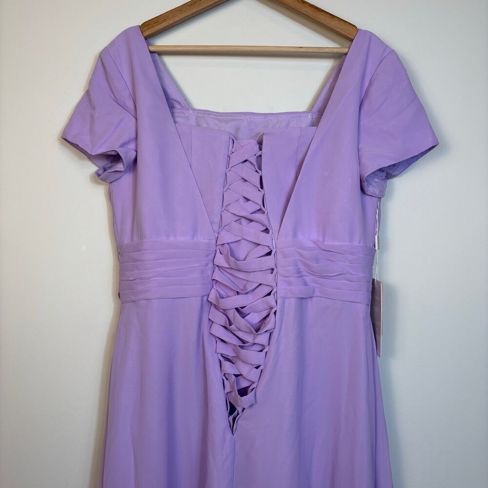JJs A Line Princess Square Neck Mother of the Bride Dress sz 16 Lilac Beaded NWT - Picture 7 of 16